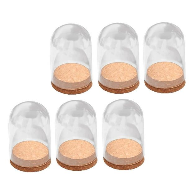 30x Mini Clear Glass Hemisphere Dome Cover Shade Shield Cabochon With Cork